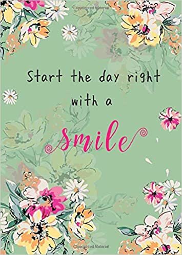 okumak Start The Day Right with A Smile: B6 Large Print Password Notebook with A-Z Tabs | Small Book Size | Colorful Painting Flower Design Green