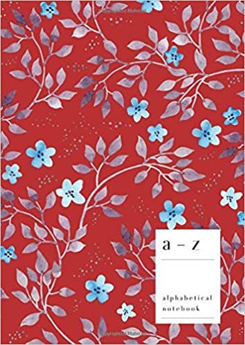 okumak A-Z Alphabetical Notebook: A4 Large Ruled-Journal with Alphabet Index | Vintage Watercolor Floral Leaf Cover Design | Red