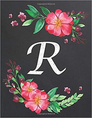 okumak R: Monogram Initial R Notebook for Women and Girls, Floral Design, Lined Pages (Composition Book, Personalized Journal) (8.5 x 11 Large)