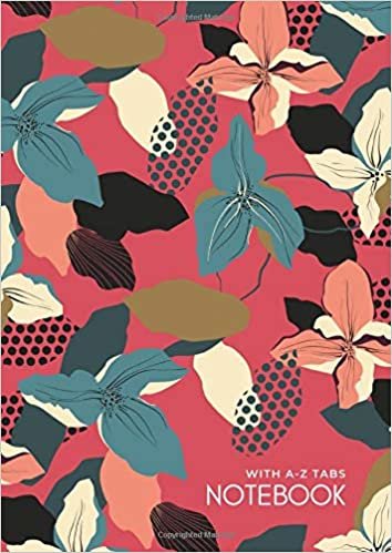 okumak Notebook with A-Z Tabs: A4 Lined-Journal Organizer Large with Alphabetical Sections Printed | Abstract Form Flower Design Red