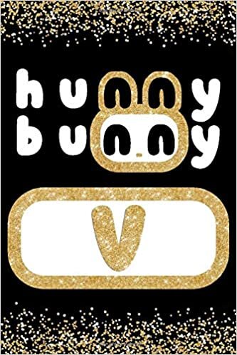 okumak Hunny Bunny V: Cute Gold Glitter BTS Member 100 Page 6 x 9&quot; Blank Lined Notebook Kpop Journal Book Fan Merch for Army Fandom