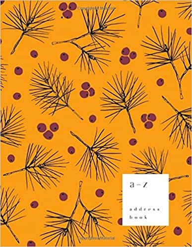 okumak A-Z Address Book: 8.5 x 11 Large Notebook for Contact and Birthday | Journal with Alphabet Index | Pine Tree Berry Design | Orange