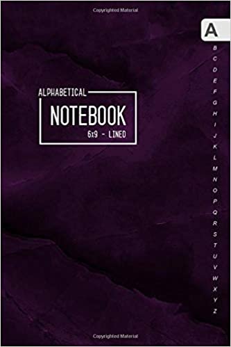 okumak Alphabetical Notebook 6x9: Medium Lined-Journal Organizer with A-Z Tabs Printed | Marble Purple Black Design