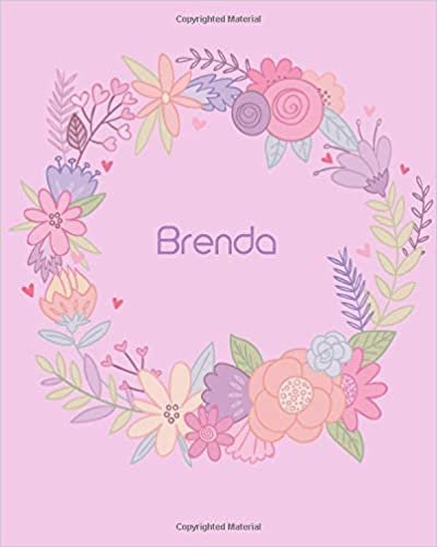 okumak Brenda: 110 Lined Pages 8x10 Cute Pink Blossom Design with Lettering Name for Girl, Journal, School and Self Note,Brenda