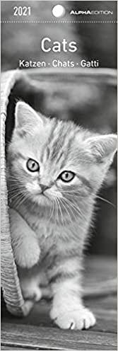 okumak Katzen 2021 - Lesezeichenkalender 5,5x16,5 cm - Cats - Tierkalender - Lesehilfe - Alpha Edition
