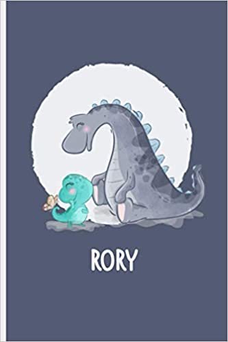 okumak Rory: Personalisiertes Notizbuch A5-Tagebuch, blaues Dino-Notizbuch für Jungen und Kinder, Tagebuch für Kinder mit dem Namen Rory, Geburtstag und Geburtstagsgeschenk für Dino-Liebhaber