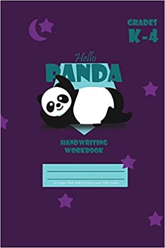 okumak Hello Panda Primary Handwriting k-4 Workbook, 51 Sheets, 6 x 9 Inch Purple Cover