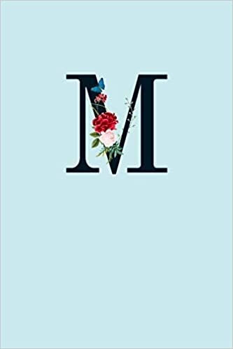 okumak M: 110 College-Ruled Pages (6 x 9) | Light Blue Monogram Journal and Notebook with a Simple Floral Emblem | Personalized Initial Letter Journal | Monogramed Composition Notebook