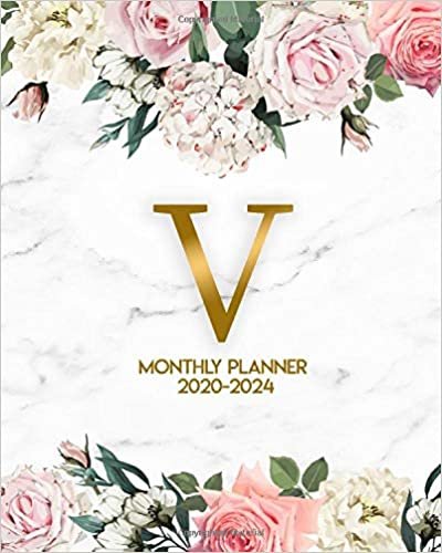okumak 2020-2024 Monthly Planner: Cute Floral 5 Year (60 Months) Spread View Personal Monthly Planner, Organizer &amp; Schedule Agenda | Monogram Initial Letter V Five Year Calendar &amp; Business Notebook.