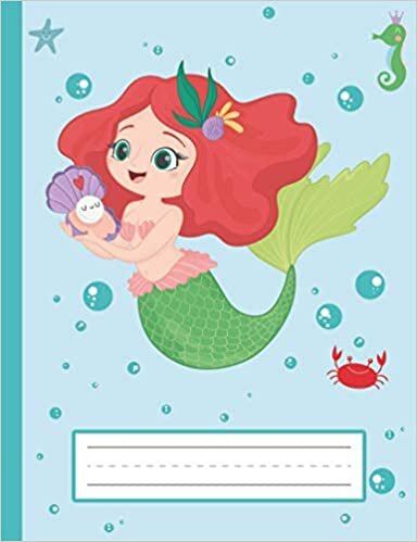 okumak Mermaid Naia - Mermaid Primary Composition Notebook For Kindergarten To 2nd Grade (K-2) Kids: Standard Size, Dotted Midline, Blank Handwriting Practice Paper Notebook For Girls, Boys