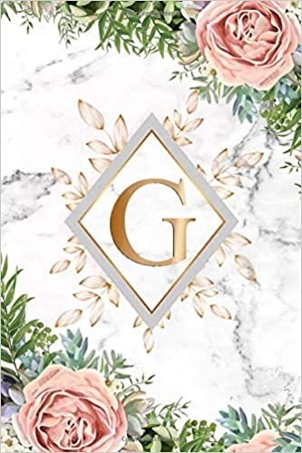 okumak G: Pretty Monogram Initial G Dot Grid Bullet Notebook for Women, Girls &amp; School - Tropical Floral Marble &amp; Gold Personalized Medium Lined Journal &amp; Diary with Dot Gridded Pages.