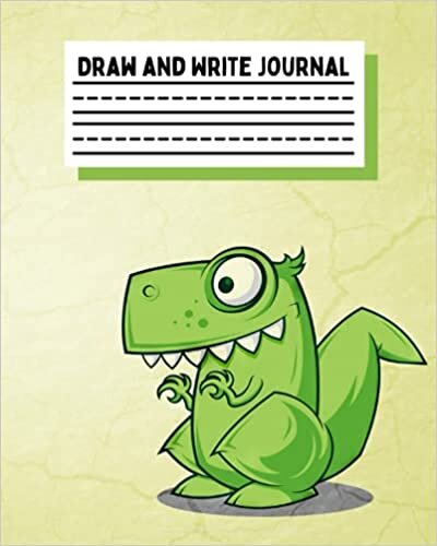 okumak Draw and Write Journal: Kids Primary Ruled Dotted Midline with Picture Space | Grades Pre K-3 Writing Book | 120 Story Pages | (Dinosaur)