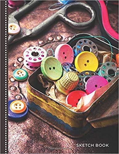 okumak Sketch Book: 8.5x11 Artist Notebook for Kids, s and Adults with Blank Paper for Drawing, Writing, Doodling, and Coloring, 108 Blank Pages (Vintage Fashion Sewing Tin Theme)