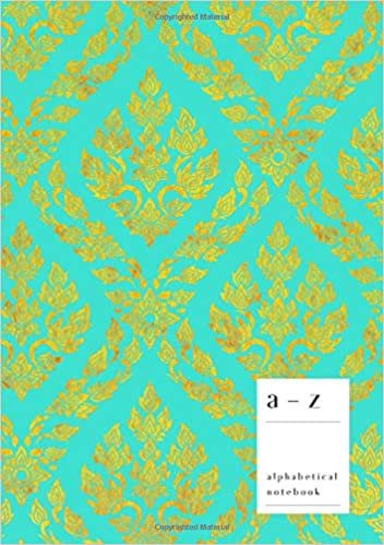 okumak A-Z Alphabetical Notebook: B5 Medium Ruled-Journal with Alphabet Index | Thai Decorative Art Cover Design | Turquoise