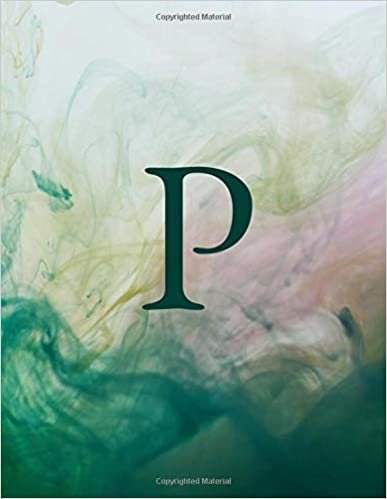 okumak P: Monogram Initial P Notebook for Women and Girls-Green Watercolor Ink-120 Pages 8.5 x 11