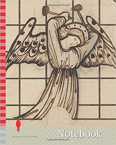 okumak Notebook: Angel playing on Bells, 1862 Sir Edward Burne-Jones (d.1898), Arms raised to strike the bell- part of a collection of cartoon angels. For St ... Art Movement, Pre-Raphaelite, 19th Century