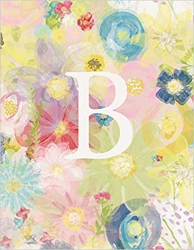 okumak B: Monogram Initial B Notebook for Women and Girls-Pastel Floral-120 Pages 8.5 x 11