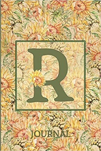 okumak R Journal: Vintage Sunflower Journal Monogram Initial R Lined Notebook | Decorated Interior