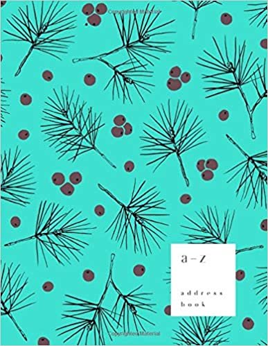 okumak A-Z Address Book: 8.5 x 11 Large Notebook for Contact and Birthday | Journal with Alphabet Index | Pine Tree Berry Design | Turquoise