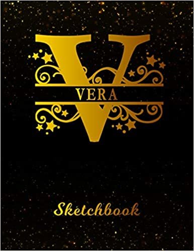 okumak Vera Sketchbook: Letter V Personalized First Name Personal Drawing Sketch Book for Artists &amp; Illustrators | Black Gold Space Glitter Effect Cover | ... &amp; Art Workbook | Create &amp; Learn to Draw