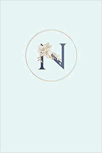 okumak N: 110 College-Ruled Pages (6x9) | Monogram Journal and Notebook with a Light Blue Background and Simple Vintage Elegant Design | Personalized Initial Letter Journal | Monogramed Composition Notebook