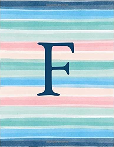 okumak F: Monogram Initial F Notebook for Women and Girls-Ombre Beachy Vibes Stripes-120 Pages 8.5 x 11