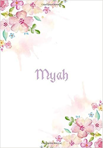 okumak Myah: 7x10 inches 110 Lined Pages 55 Sheet Floral Blossom Design for Woman, girl, school, college with Lettering Name,Myah