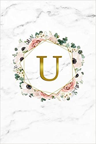 okumak U: Adorable Floral Initial Monogram Letter U Blank Dot Grid Bullet Notebook for Notes &amp; Writing - Pretty Marble &amp; Gold Personalized Journal &amp; Diary for Women and Girls with Dot Gridded Pages