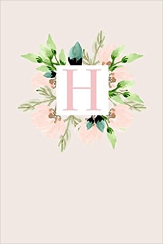 okumak H: 110 Sketchbook Pages (6 x 9) | Monogram Sketch Notebook with a Classic Light Pink Background of Vintage Floral Roses and Peonies in a Watercolor ... Letter Art Journal | Monogramed Sketchbook