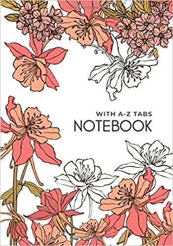 okumak Notebook with A-Z Tabs: B5 Lined-Journal Organizer Medium with Alphabetical Section Printed | Drawing Beautiful Flower Design White