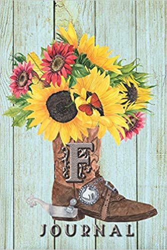 okumak F: Journal: Sunflower Journal Book, Monogram Initial F Blank Lined Diary with Interior Pages Decorated With Sunflowers.