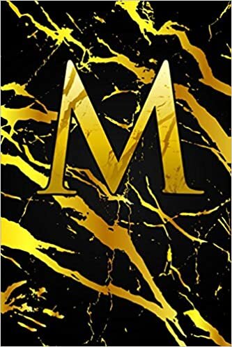 okumak M: Letter M Monogram Initials Black &amp; Gold Marble Notebook &amp; Journal