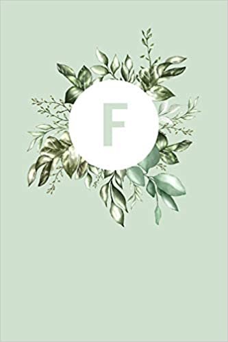 okumak F: 110 Sketch Pages (6 x 9)  | Light Green Monogram Doodle Sketchbook with a Simple Vintage Floral Green Leaves Design | Personalized Initial Book for Women and Girls | Pretty Monogramed Sketchbook