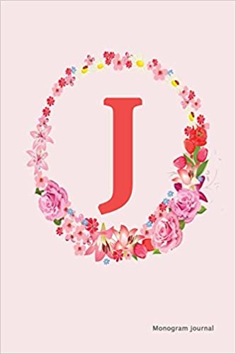 okumak Monogram Journal - Initial J (Pink Flower): 6&quot; x 9&quot;, Monogram Initial Lined Journal, Durable Cover,150 Pages For Writing, Notes (Journal,Notebook)