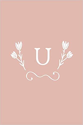 okumak U: Monogram initial medium-lined notebook. Pink and white diary.
