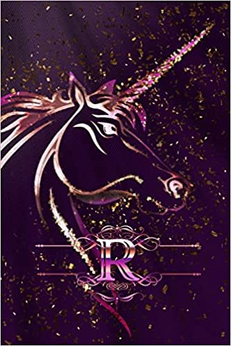 okumak R: Monogram Initial Letter R Gratitude Journal For Unicorn Lovers &amp; Believers, 6x9, 100 Pages (50 Sheets) With Prompts For Daily Thanks, Notes &amp; Reasons To Be Grateful