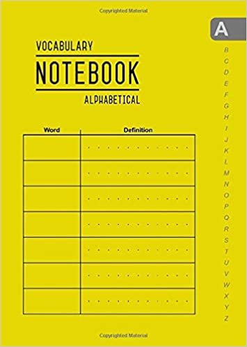 okumak Vocabulary Notebook Alphabetical: B6 Small Notebook 2 Columns with A-Z Tabs Printed | Smart Design Yellow