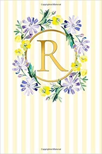 okumak R: Elegant Classic French Stripes / Lilac Flowers with Gold | Super Cute Monogram Initial Letter Notebook | Personalized Lined Journal / Diary | ... Style Monogram Composition Notebook, Band 1)