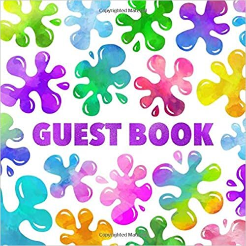 okumak Guest Book: Rainbow Slime Splat Guestbook for Kids &amp; s - Purple Blue Green Pink Yellow &amp; Orange Color Slimer Birthday Party Memory Book for Girl ... Name and Address - Square Size 8.25 x 8.25