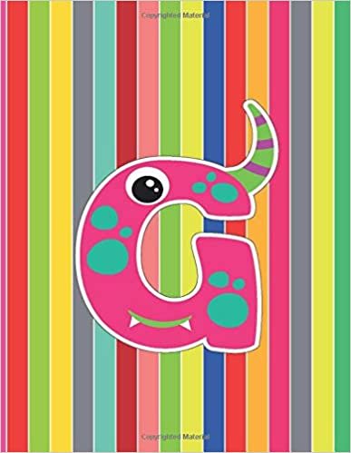 okumak Draw And Write Journal, G: Cute Unicone Monogram Initial G Letter Colored Cover: 8.5&quot; x 11&quot; Large Notebook/Sketchbook 110 Pages (Half Pages Blank, Other half Lined) Soft Matte Cover