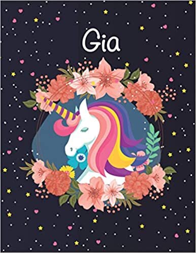 okumak Gia: Unicorn Blank Lined Journal Notebook For Girls | Primary Story Journal , 8,5 x 11 , 120 Pages Cute Unicorn Notebooks | Grades K-2 Composition School Exercise Book