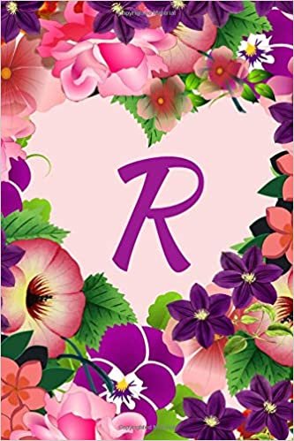 okumak R: Heart-Shaped Floral Journal Monogram Notebook Diary for Women and Girls with 110 Blank Lined Wide Rule Pages for Writing Notes, Words, Thoughts, ... (Monogram Notebooks for Women and Girls)