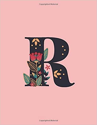 okumak R: Monogram Initial R Composition Notebook for School, Work, Home - 110 Lined Pages (55 Sheets) - Pink Floral, 8.5&quot;x11&quot; Large
