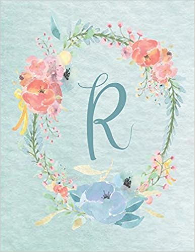 okumak Notebook 8.5”x11” – Letter R – Light Blue and Pink Floral Design: College-ruled, lined format exercise book, Personalized with Initials. ... Design Notebook 8.5”x11”, Alphabet series)