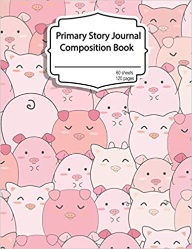 okumak Pigs primary story journal composition book: Dotted Midline and Picture Space | Grades K-2 School Exercise Book | 120 Story Pages