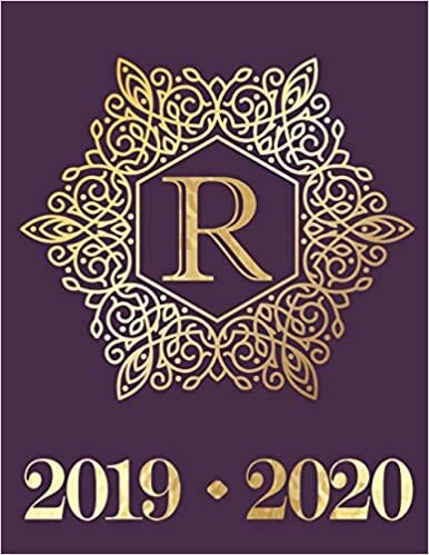 okumak Weekly Planner Initial Letter “R” Monogram September 2019 - December 2020 (Elegant Gold Initial - Royal Purple Background, Band 18)