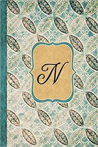 okumak N: Beautiful Monogram Journal N, Vintage Pattern Style with lined pages