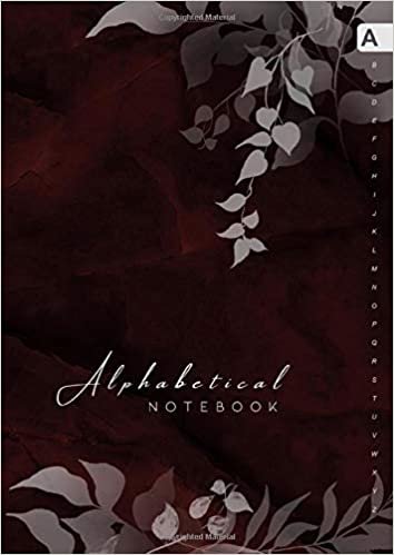 okumak Alphabetical Notebook: A4 Lined-Journal Organizer Large | A-Z Alphabetical Tabs Printed | Cute Shadow Floral Decoration Design Marble Red Black