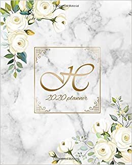 okumak 2020 Planner: White Floral Weekly Daily Planner &amp; Organizer for Girls &amp; Women - Marble Initial Monogram Letter H Agenda &amp; Calendar With To-Do’s, U.S. ... &amp; Inspirational Quotes, Vision Board &amp; Notes.