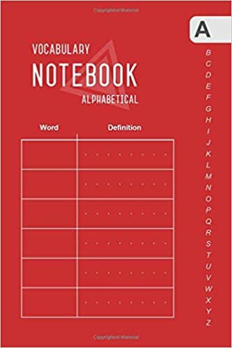 okumak Vocabulary Notebook Alphabetical: 4x6 Mini Notebook 2 Columns with A-Z Tabs Printed | Small Word Journal | Smart Design Red
